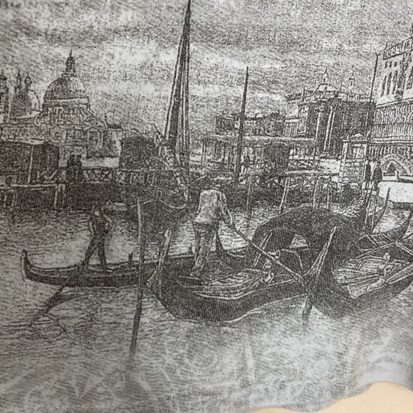 Jess & Jane Top Womens XL Blue Venice Italy Allover Print Long Sleeve Studs - Picture 6 of 10